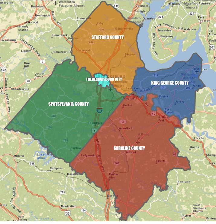 Fredericksburg Region Map Labeled
